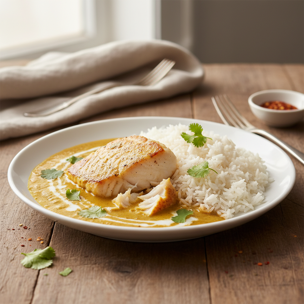 Cod in Curry Sauce finished dish