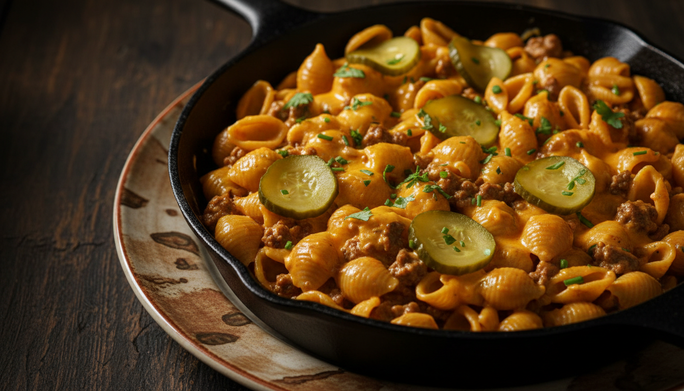 One-pot Cheese-burger Pasta finished dish