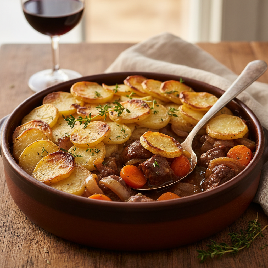 Slow Cooker Beef Hotpot finished dish