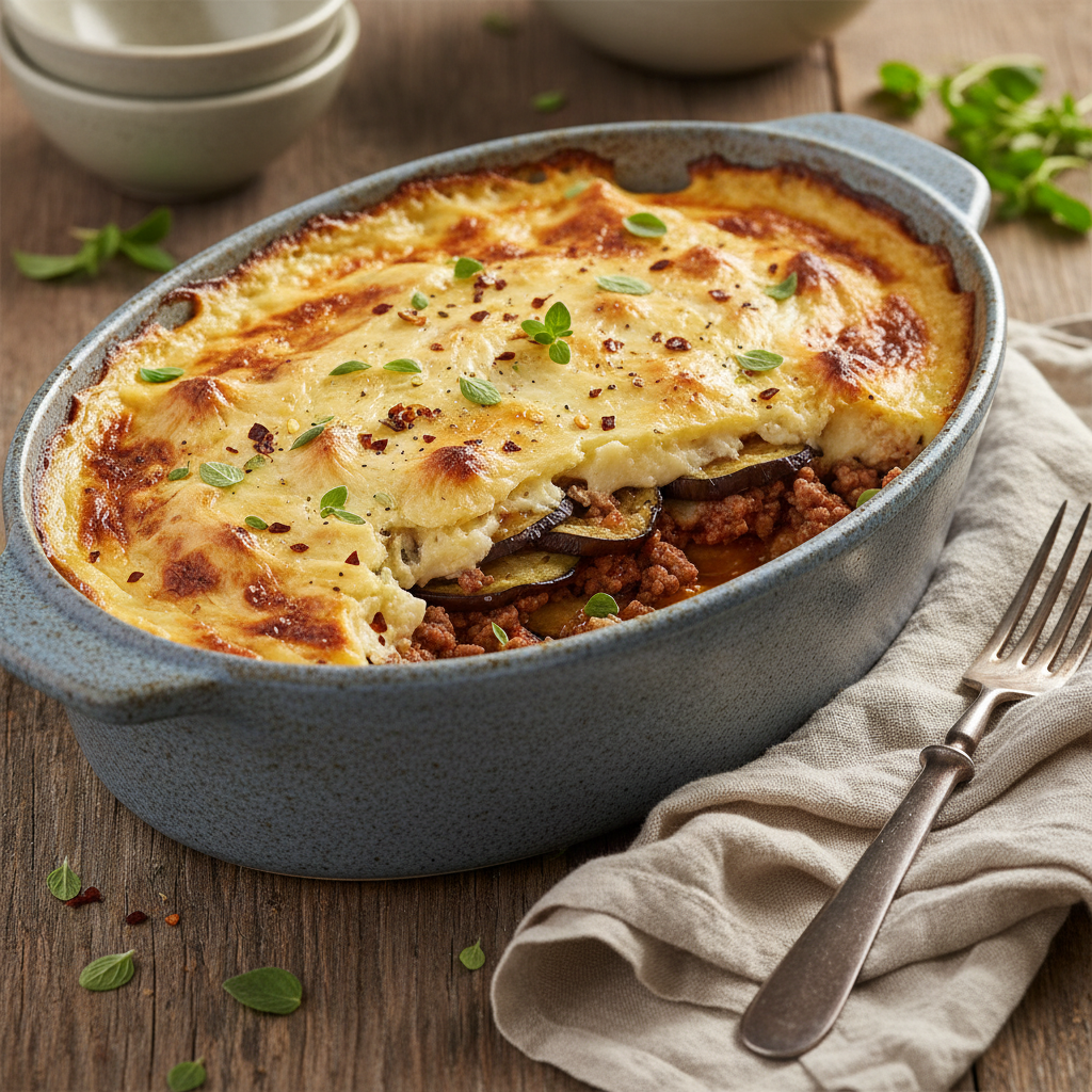 Low-Fat Moussaka finished dish