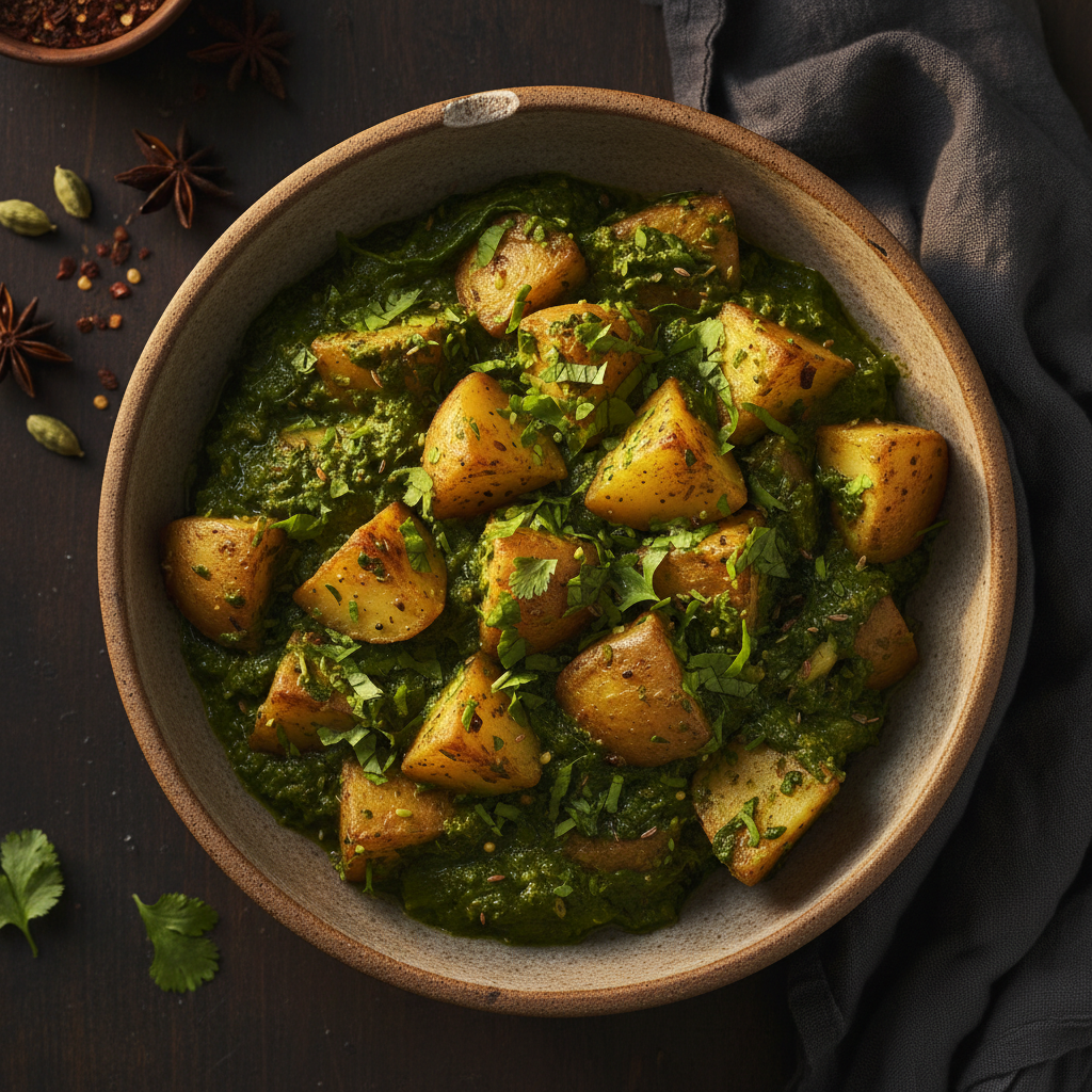 Saag Aloo finished dish