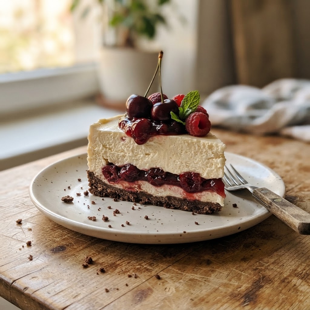 Cherry Pie-Filled Cheesecake finished dish