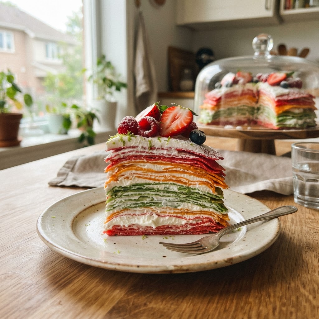 Tropical Crepe Cake finished dish