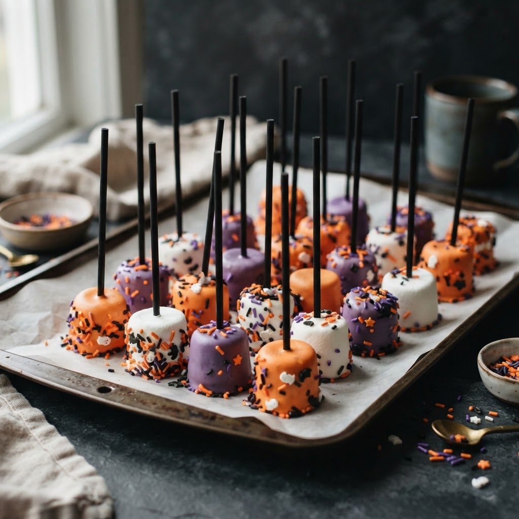 Halloween Marshmallow Pops finished dish