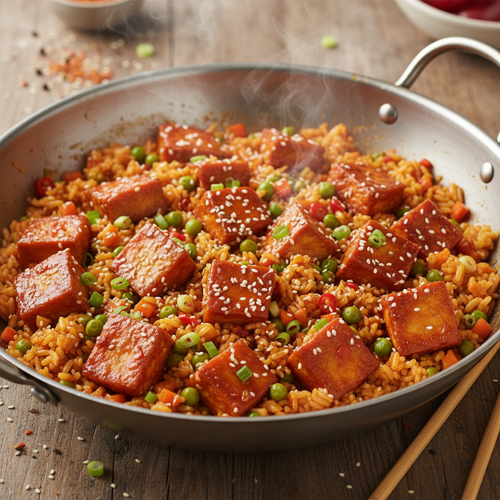 Firecracker Tofu Fried Rice finished dish