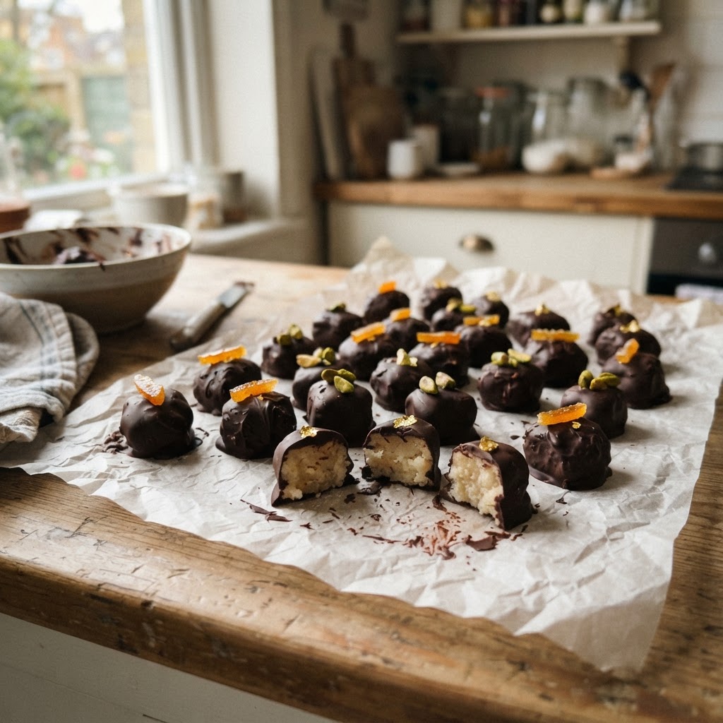 Homemade Marzipan and Chocolate Marzipans finished dish