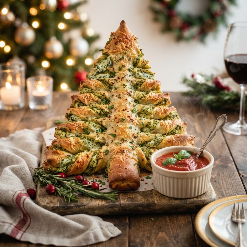 Christmas Tree Pull-Apart Bread finished dish