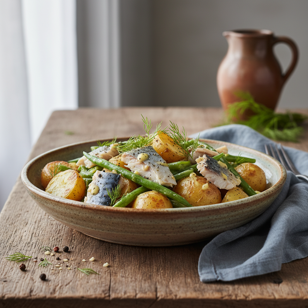 Smoked Mackerel & Roasted New Potato Salad finished dish