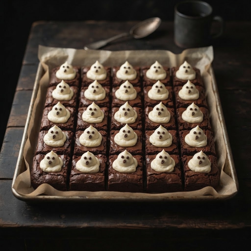 Ghost Cheesecake Brownies finished dish