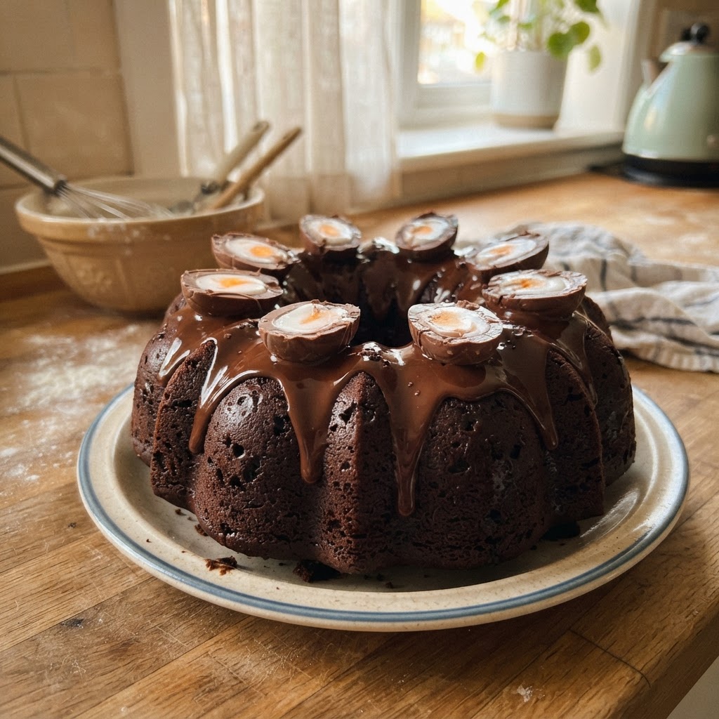 Creme Egg Bundt Cake finished dish