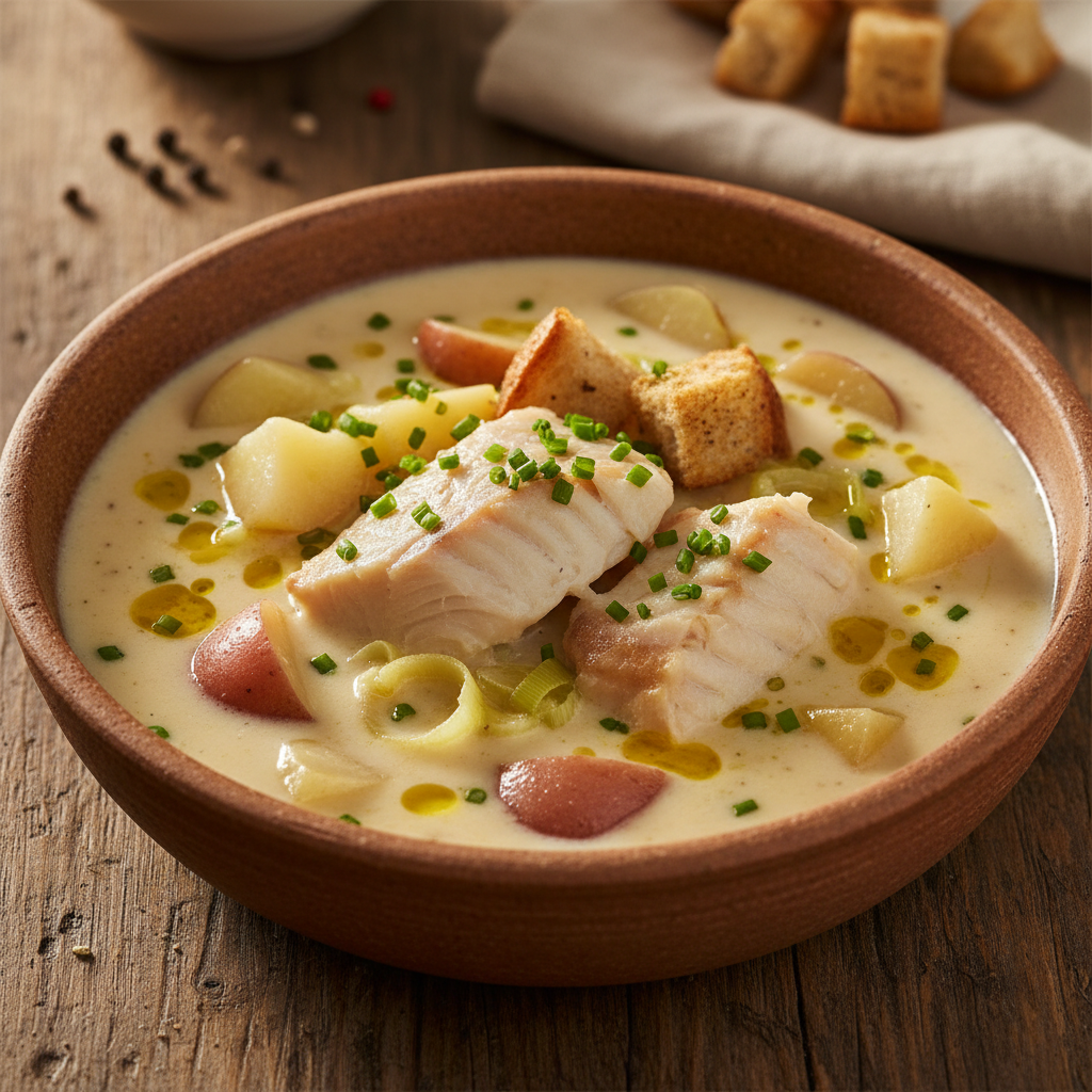 Thick Smoked Haddock Chowder finished dish
