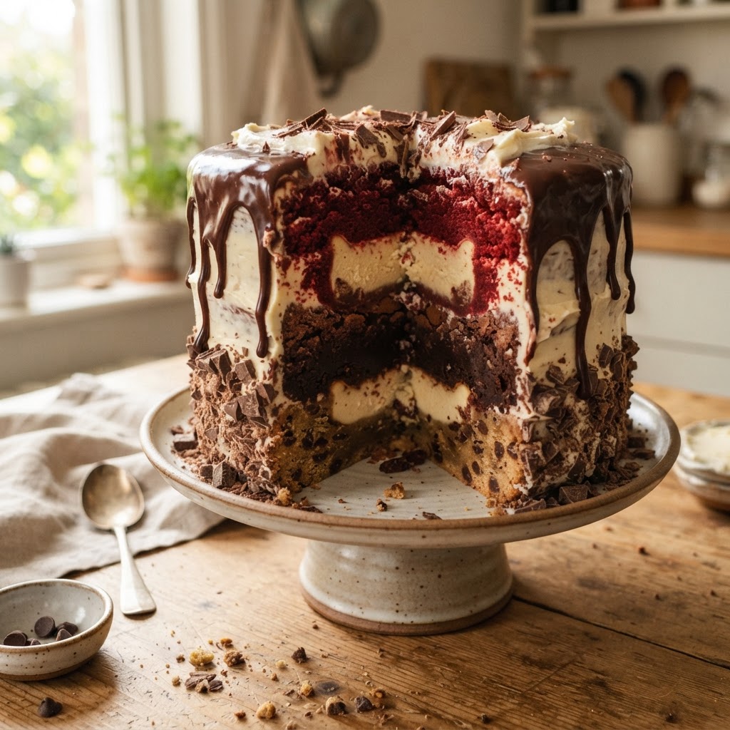 Triple-Decker Cheesecake Tower finished dish
