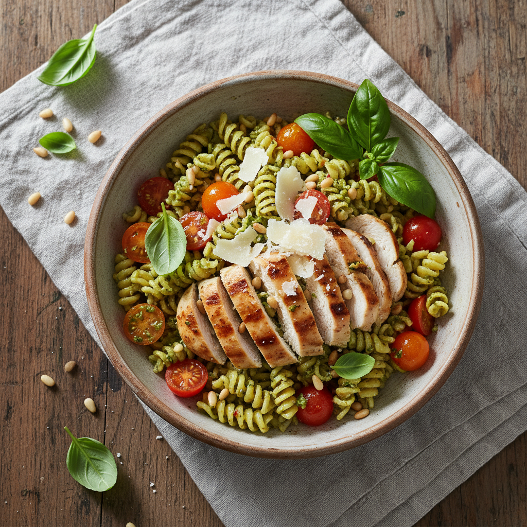 Chicken Pesto Pasta finished dish