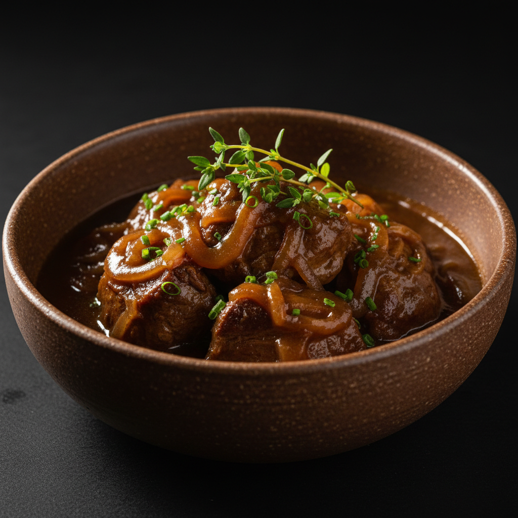 Pot-Roast Beef with French Onion Gravy finished dish