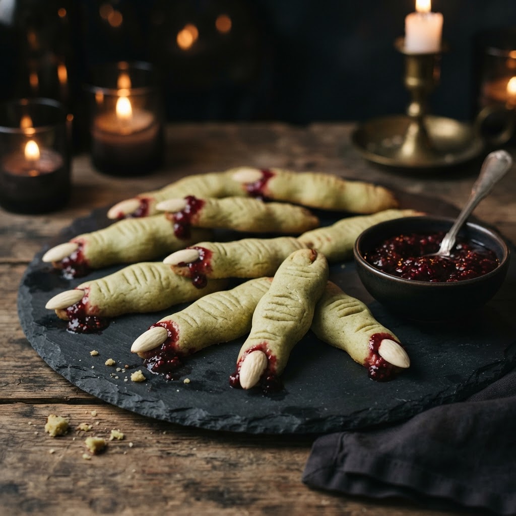 Wicked Witch Finger Cookies finished dish