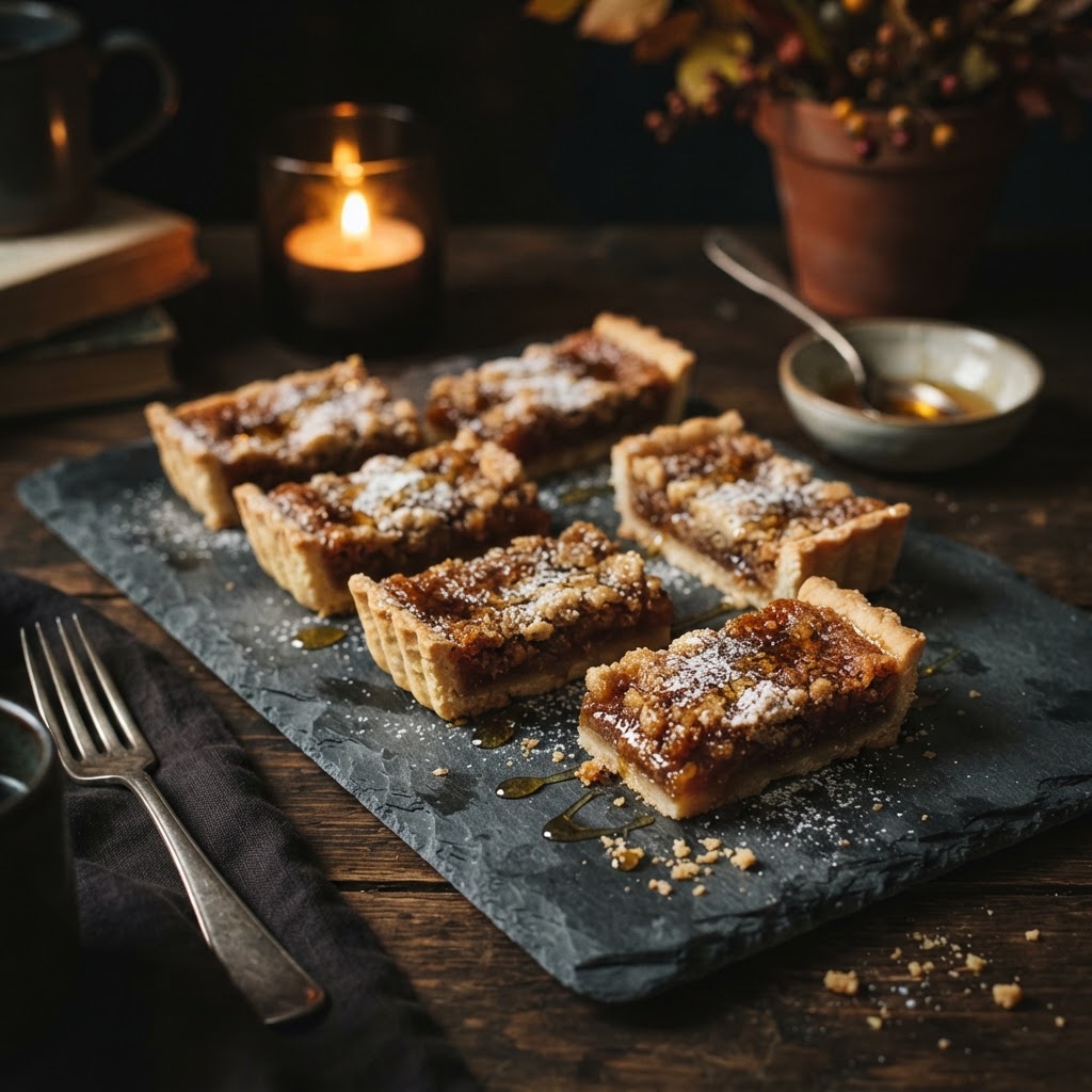 Halloween Treacle Tart Bars finished dish