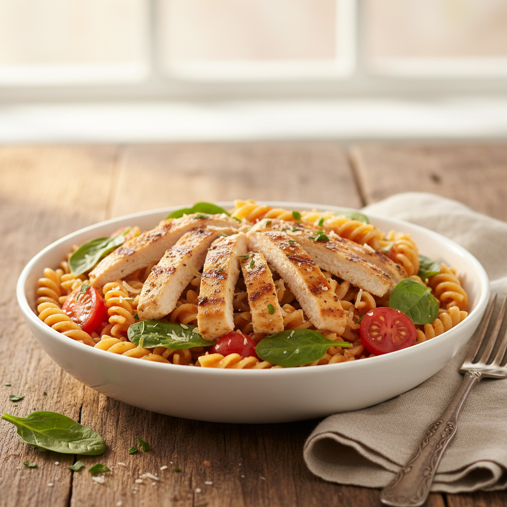 Healthy Chicken Pasta finished dish