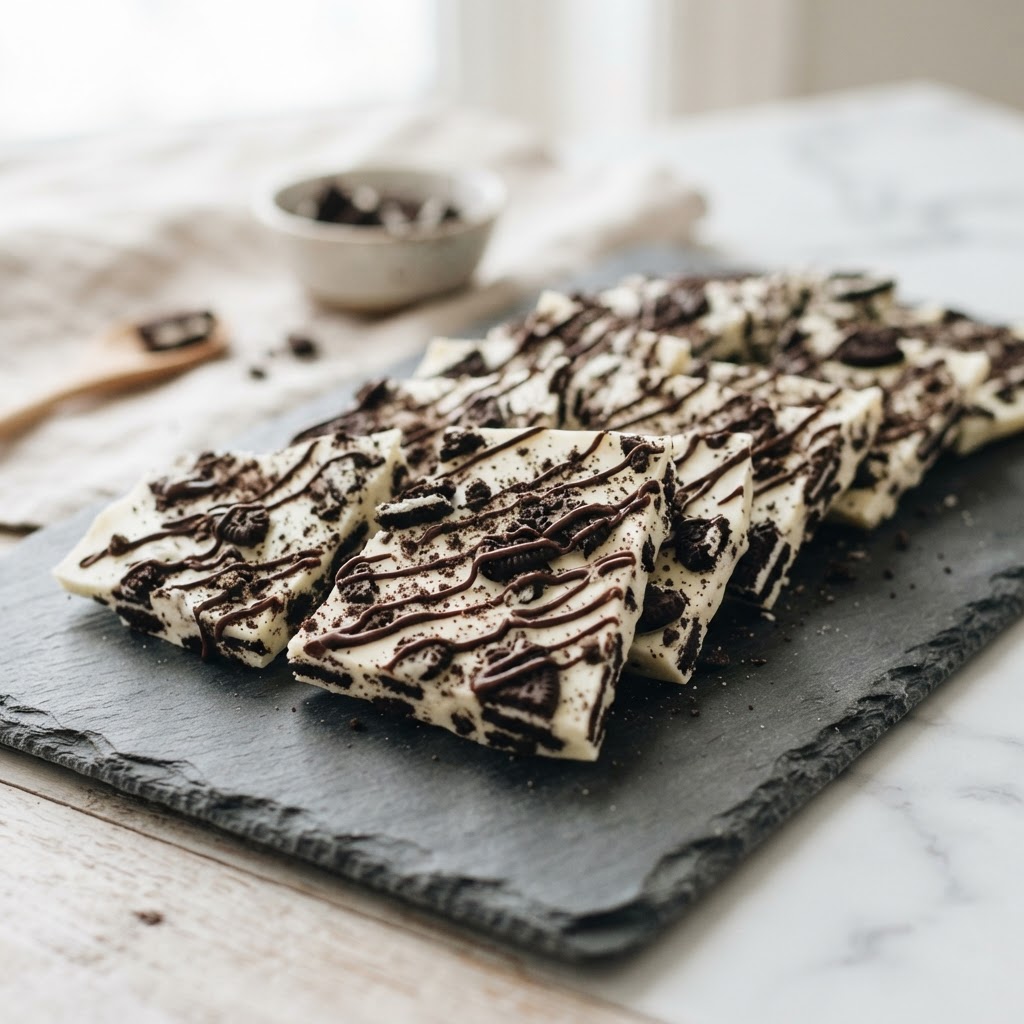 Cookies and Cream Bark finished dish