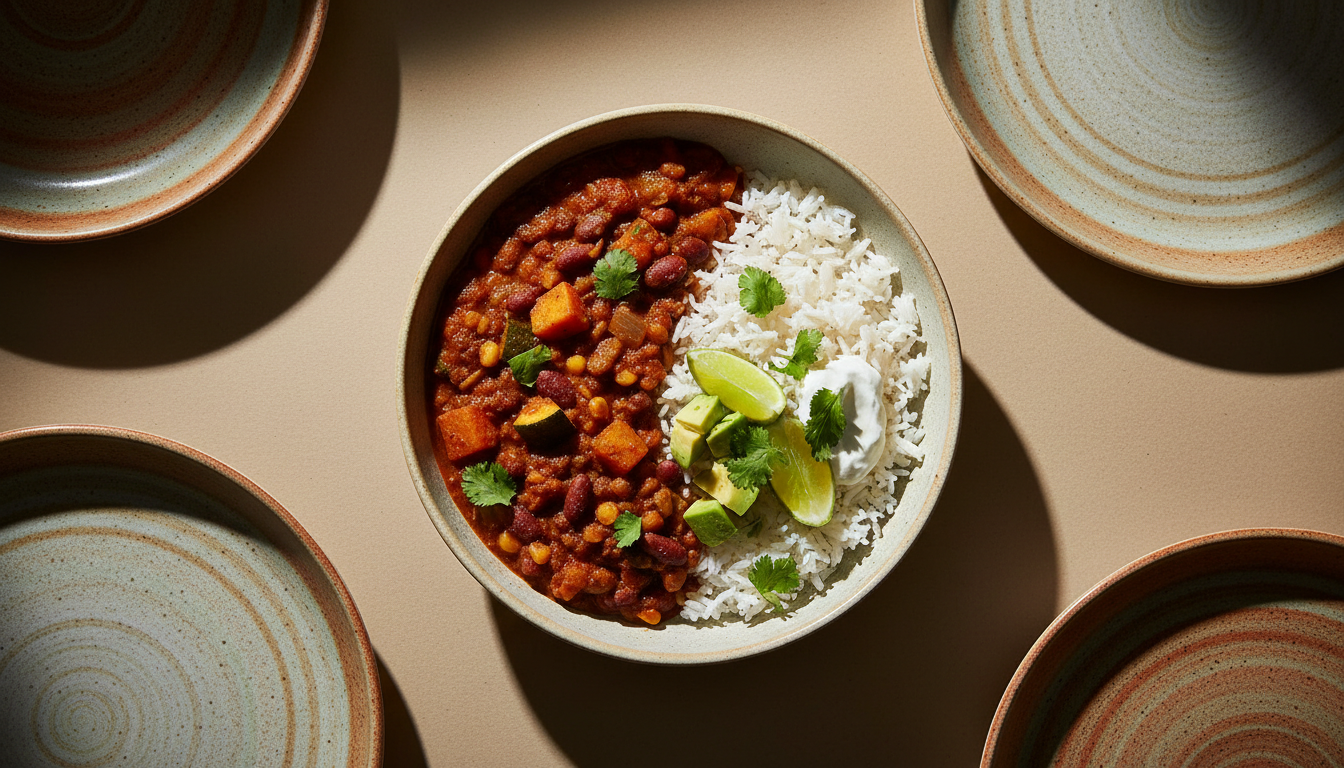 Easy Vegetarian Chilli finished dish