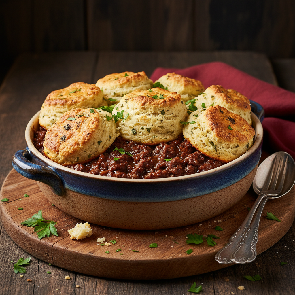 Minced Beef Cobbler finished dish