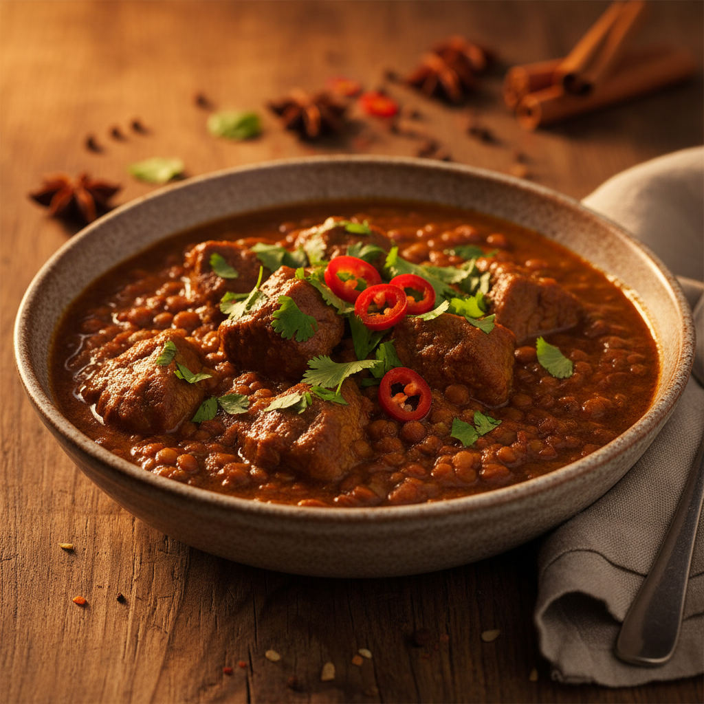 Lamb & Lentil Curry finished dish