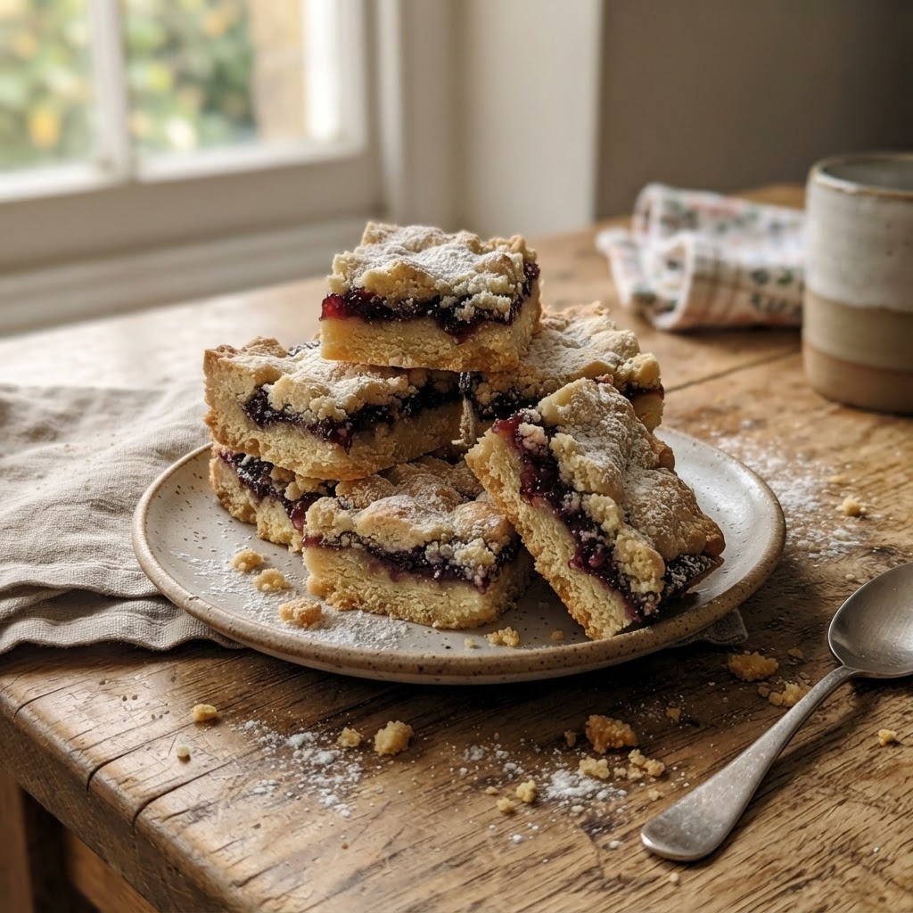 Shortbread Jam Squares finished dish