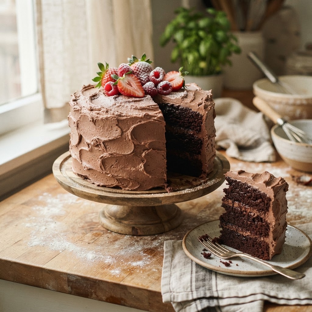 The Ultimate Chocolate Cake finished dish