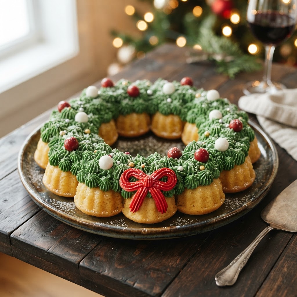 Pull-Apart Christmas Bundt Cake finished dish
