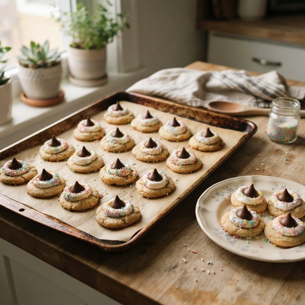 Marshmallow Kiss Cookies finished dish