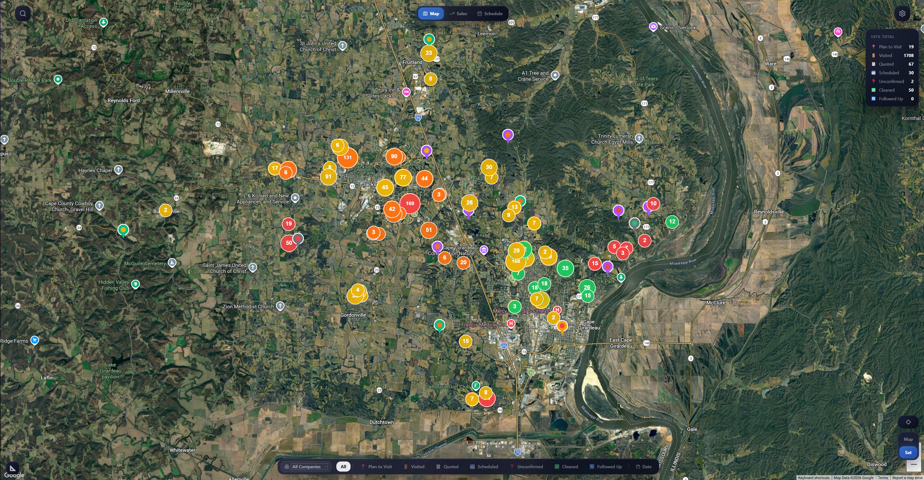 DTD Sales Tracker map dashboard