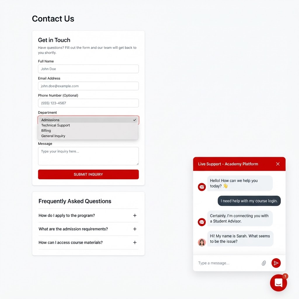 Lead Capture & Live Chat — Sufi Khan Sulaiman LMS platform