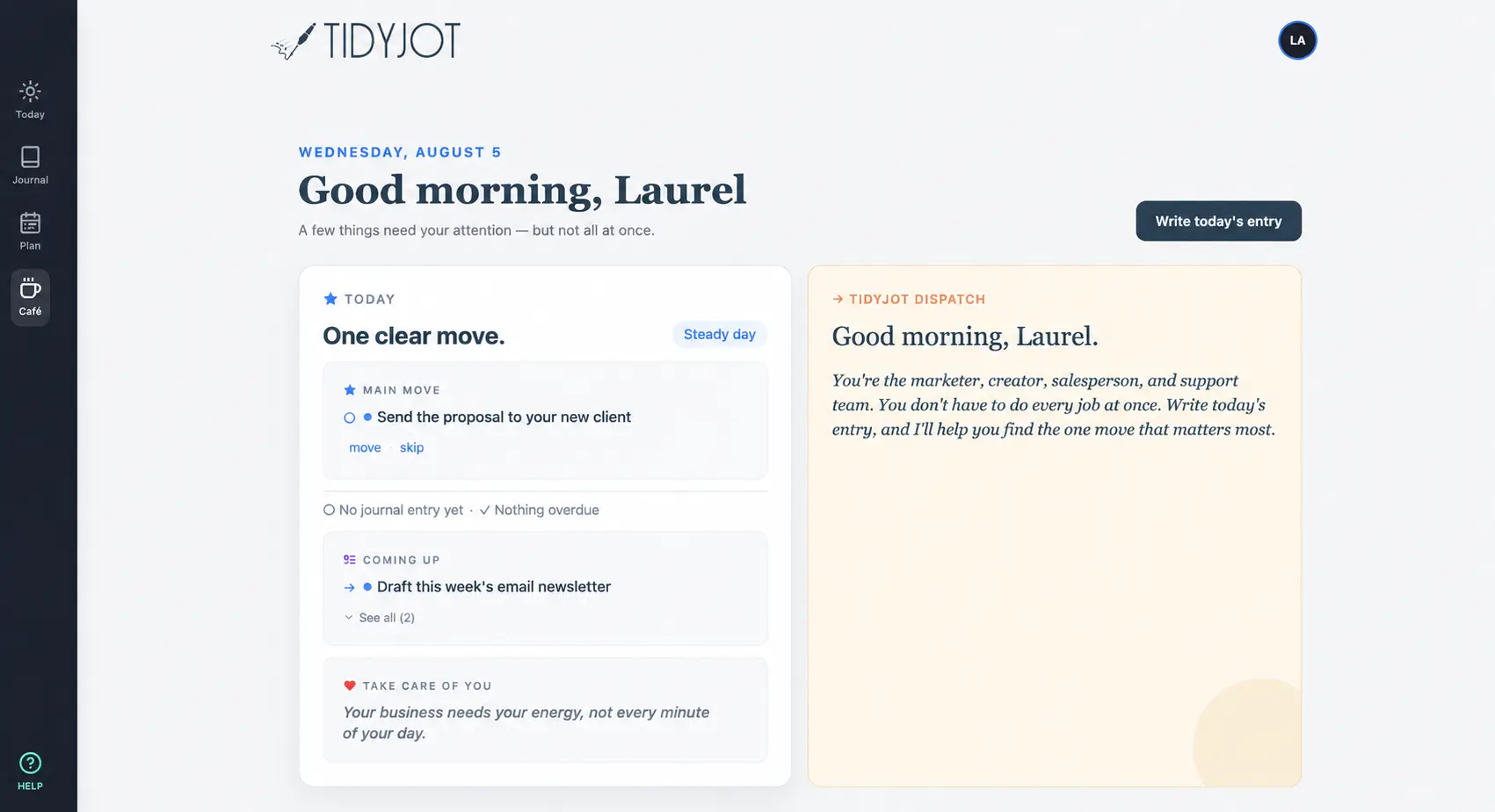 TidyJot interface preview