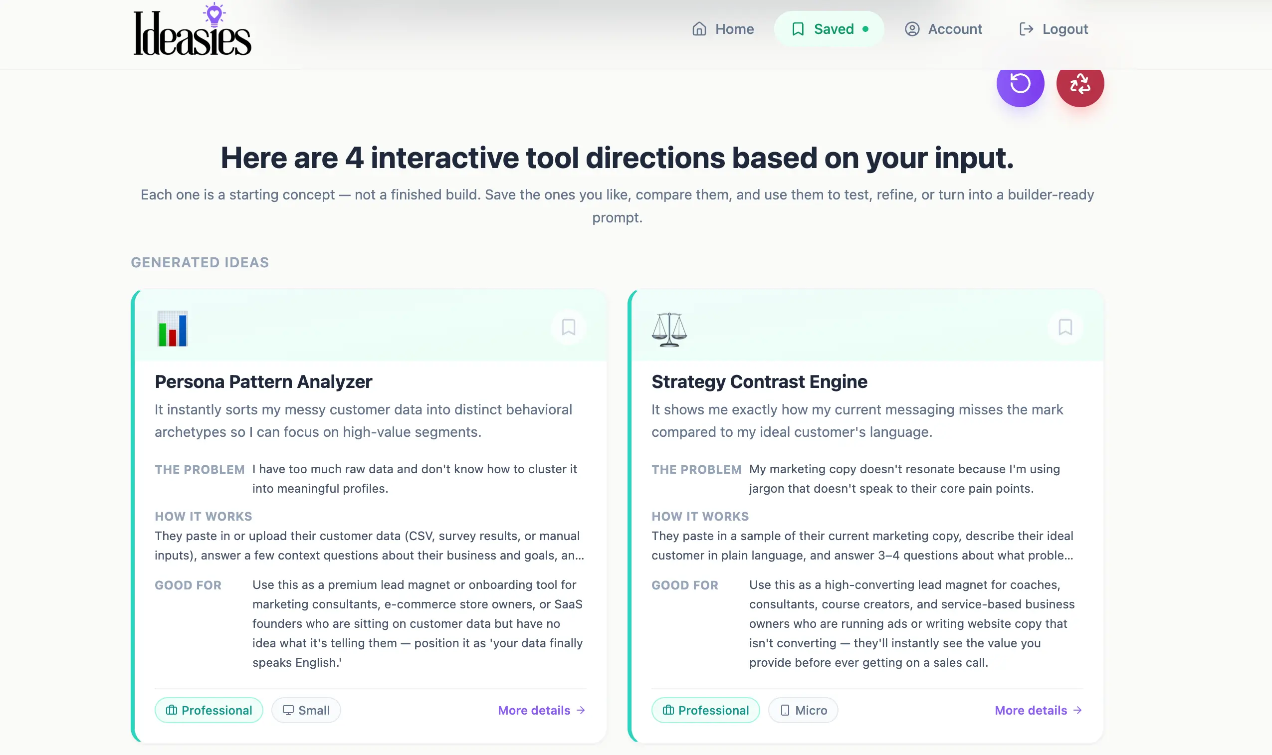 Ideasies interface preview