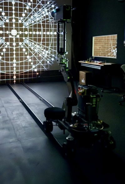 Calibration rig on dolly track