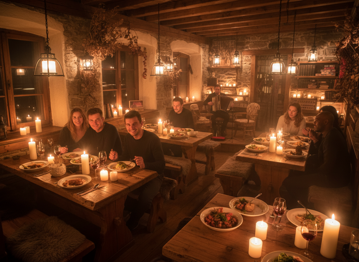 Cozy Mountain Hostel restaurant and bar