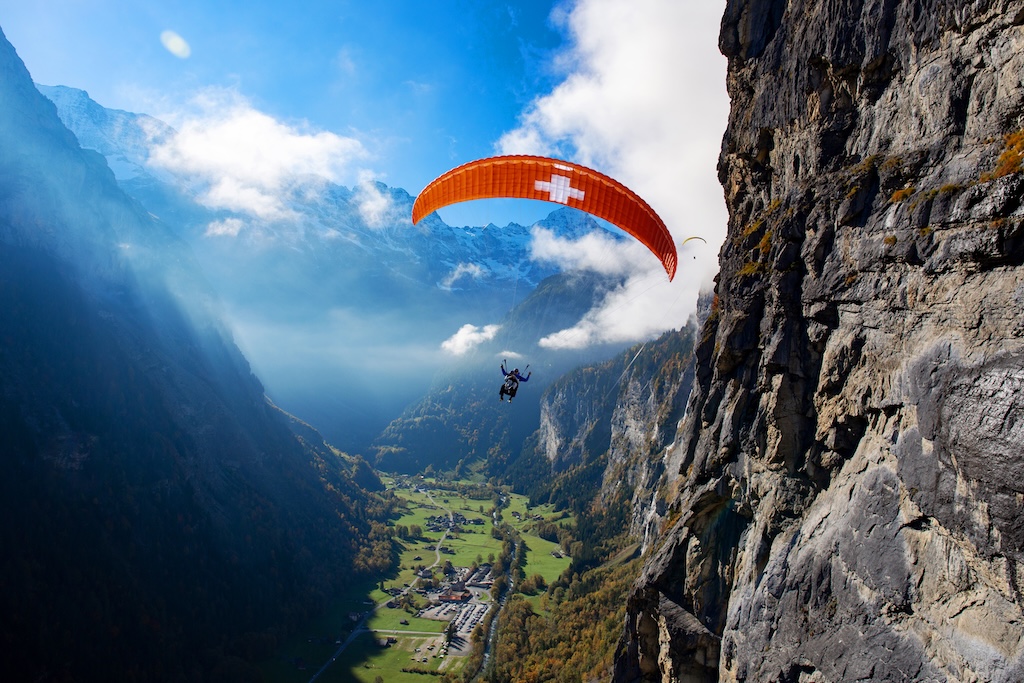 Paragliding over the Lauterbrunnen valley