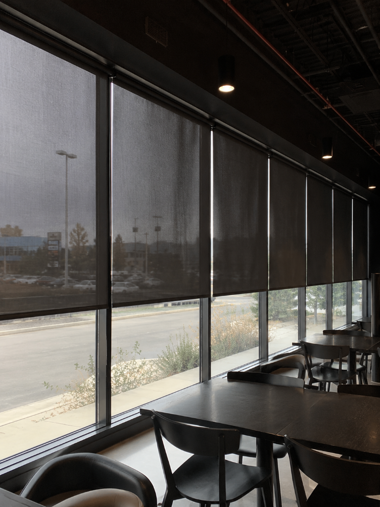 Commercial office space with shades