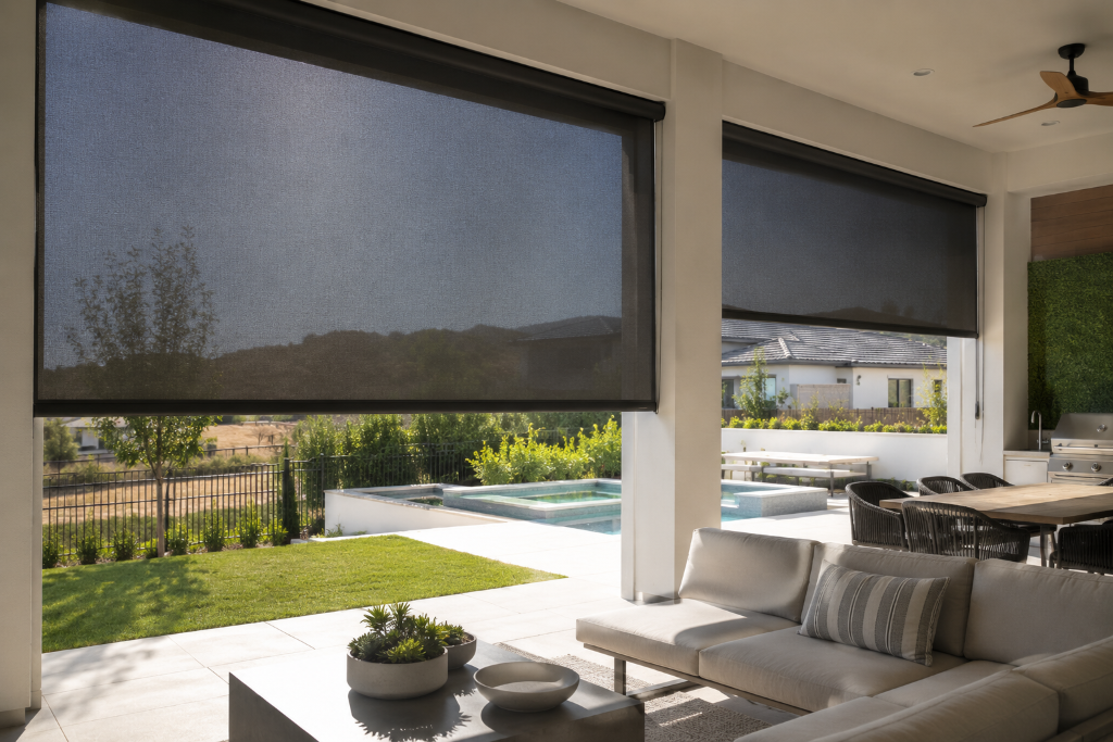 Solar shades on residential window