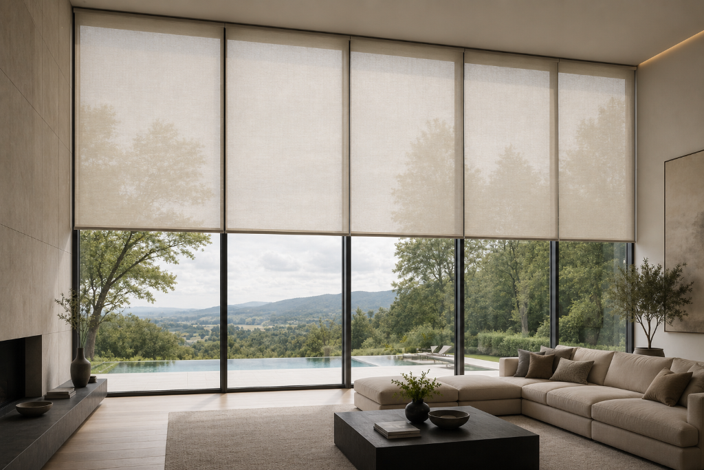 Motorized large window shades control