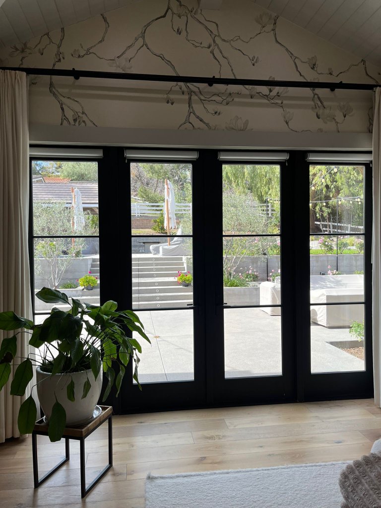 Large windows with motorized shades