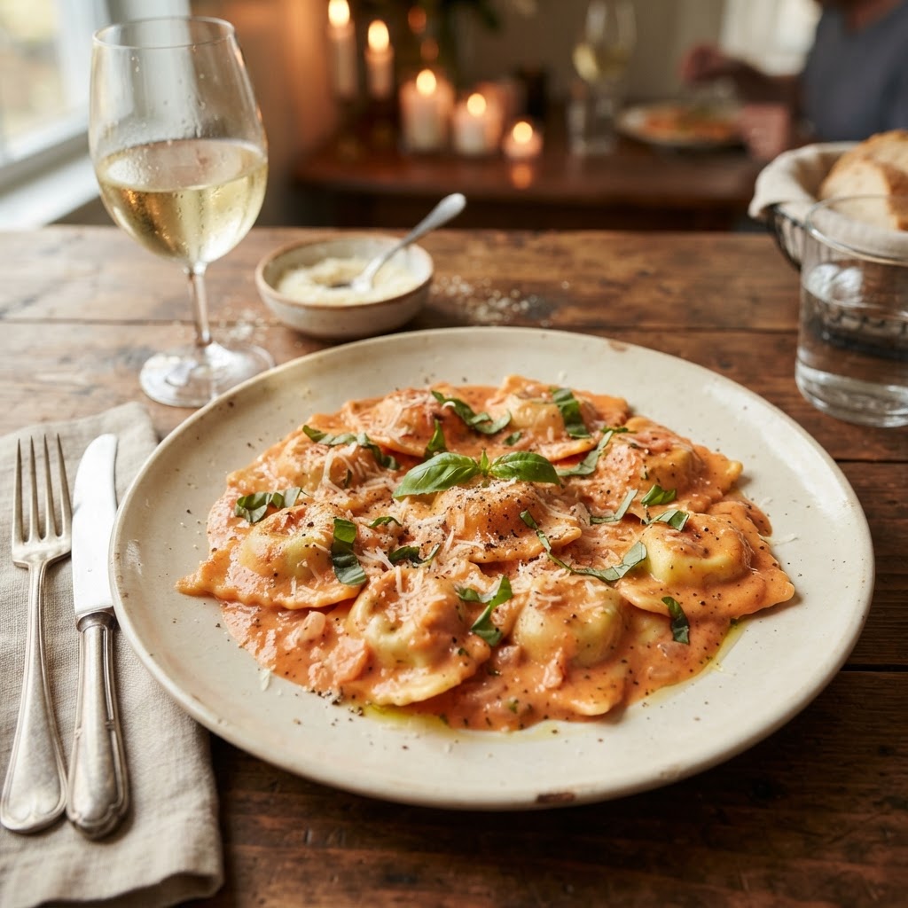 Lobster Ravioli with Vodka Sauce