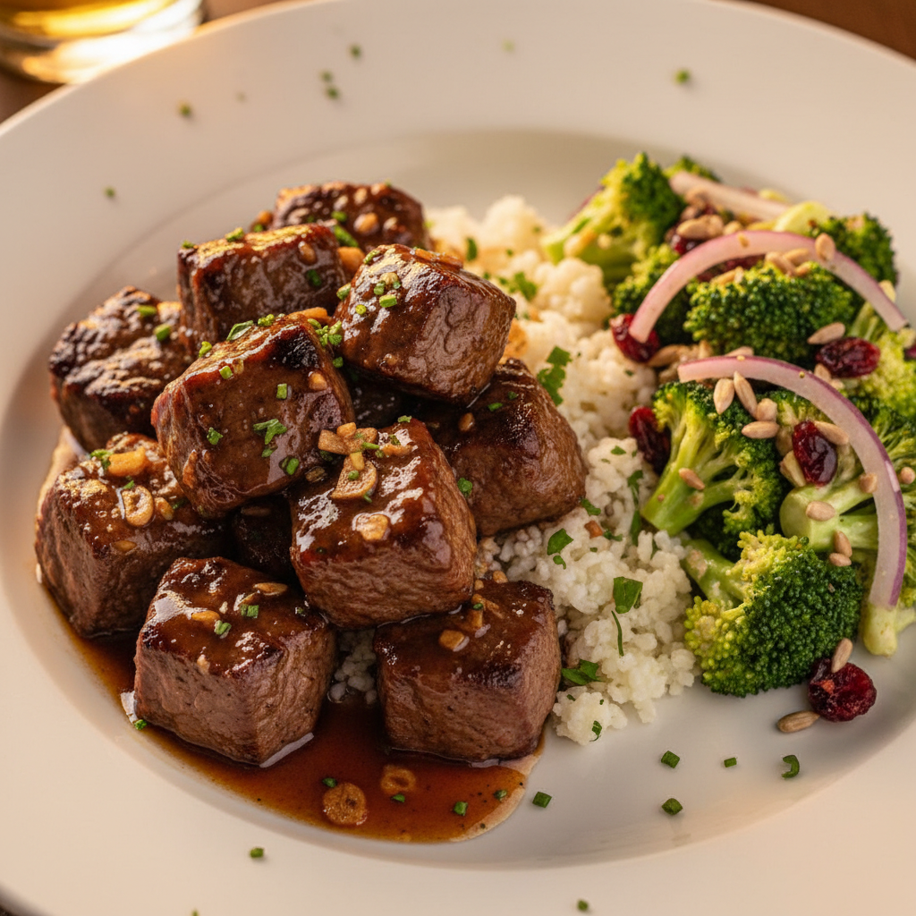 Bourbon Glazed Beef Tips