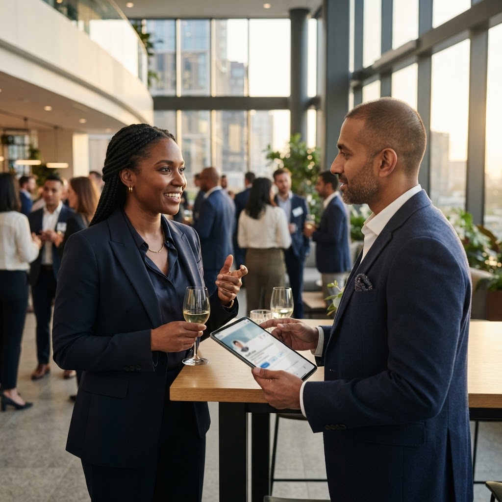 Business leaders networking at a professional event