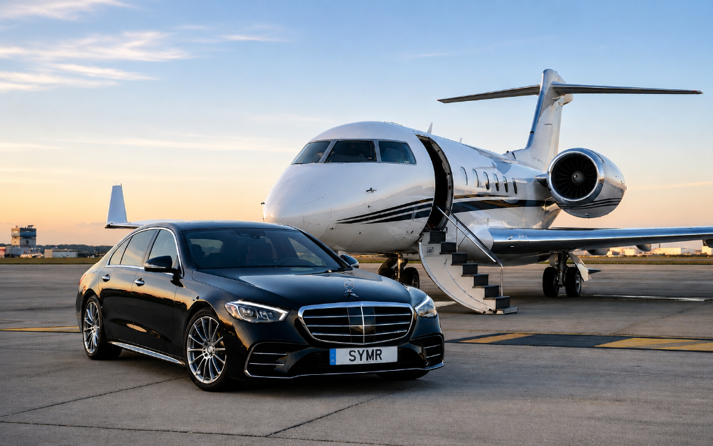 Luxury chauffeur service with premium black sedan