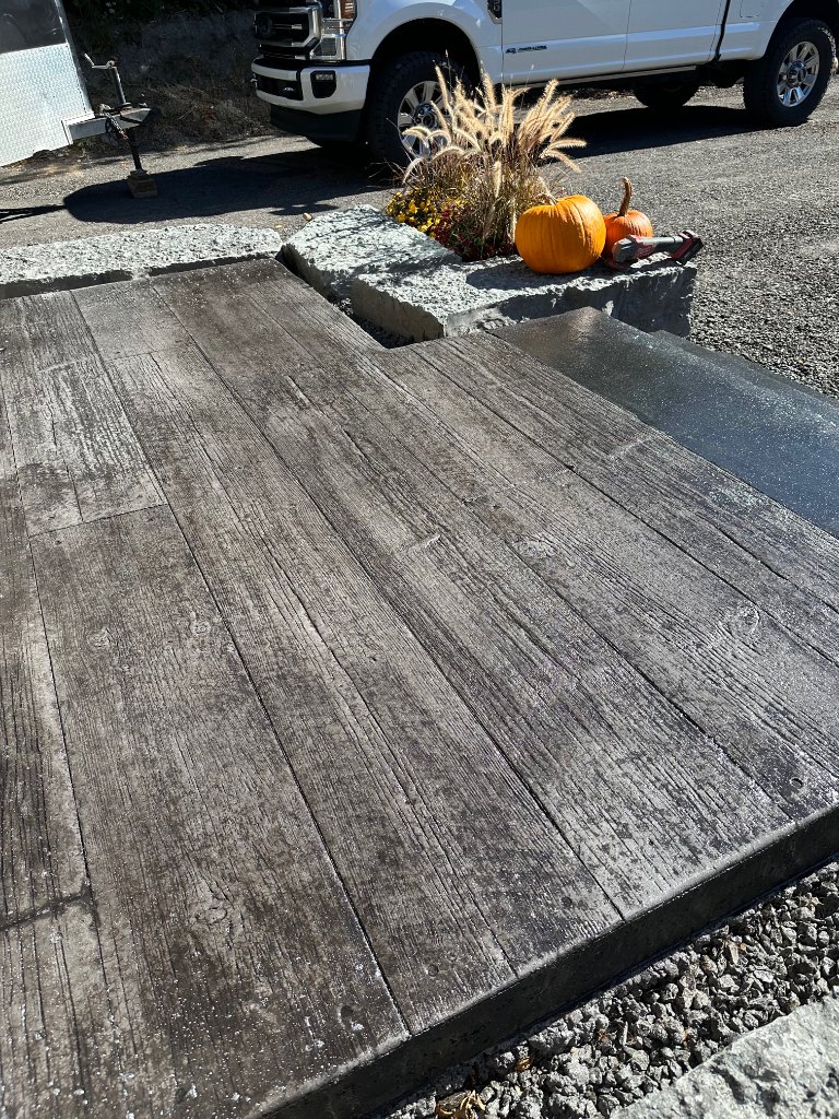Wood-Plank Stamped Patio - West Kelowna, BC