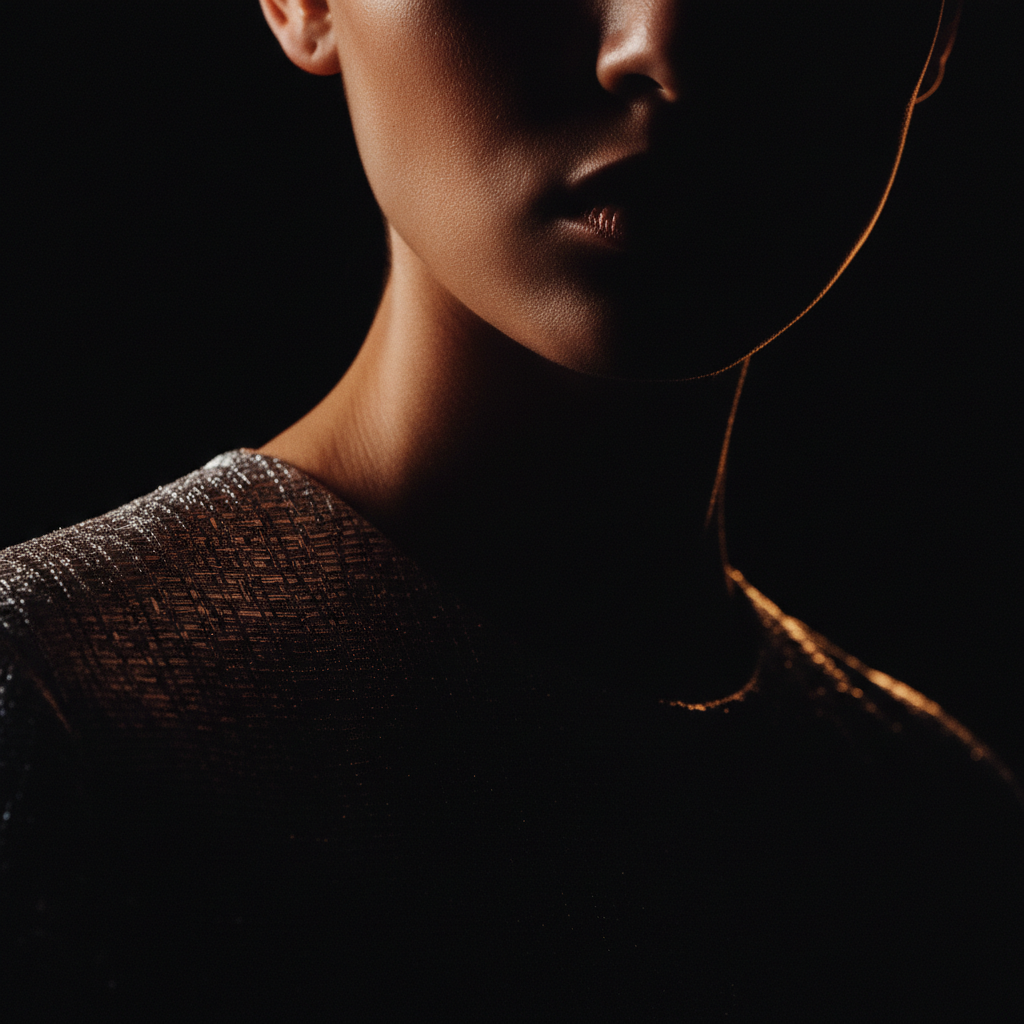 Macro texture detail for Veil Motion, showing grain, light falloff, and tactile editorial surface.