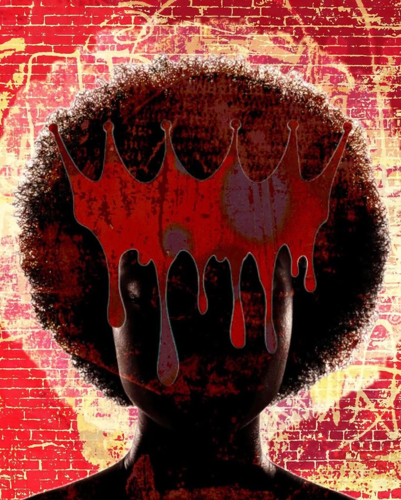 Afro silhouette portrait with a dripping red crown