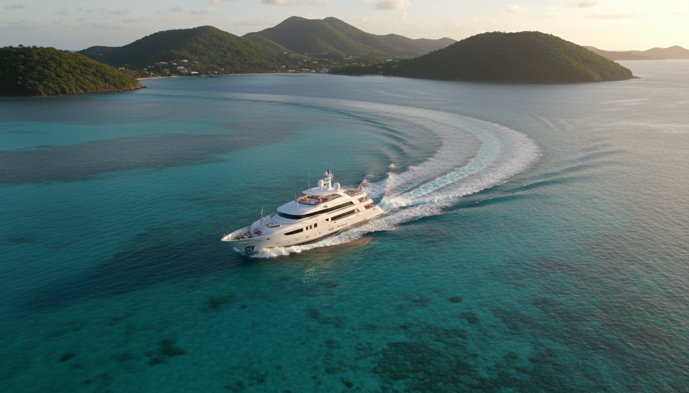 Luxury yacht in Caribbean bay