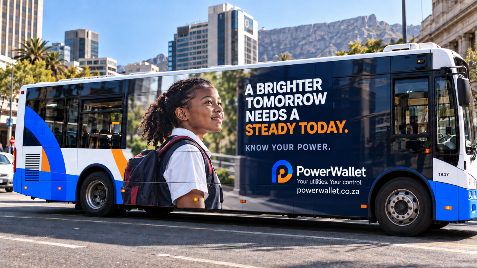 PowerWallet transit campaign β A brighter tomorrow needs a steady today.