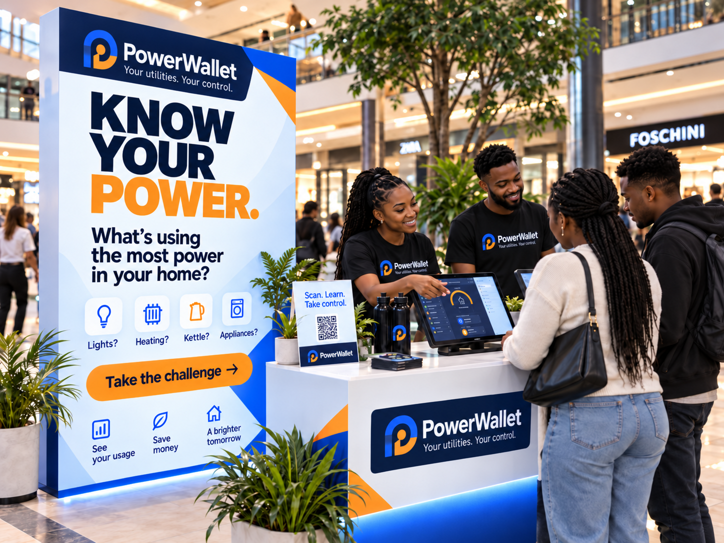 PowerWallet mall activation and live demonstration stand